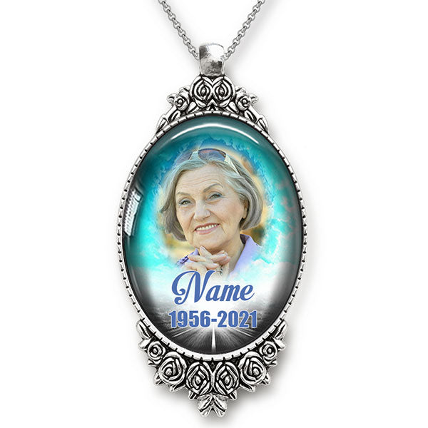 Oval Memorial Photo Necklace