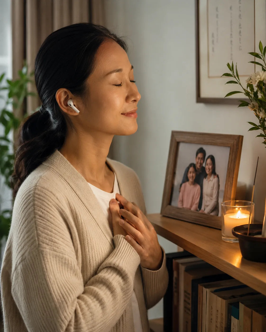 Quiet moment of remembrance with her song