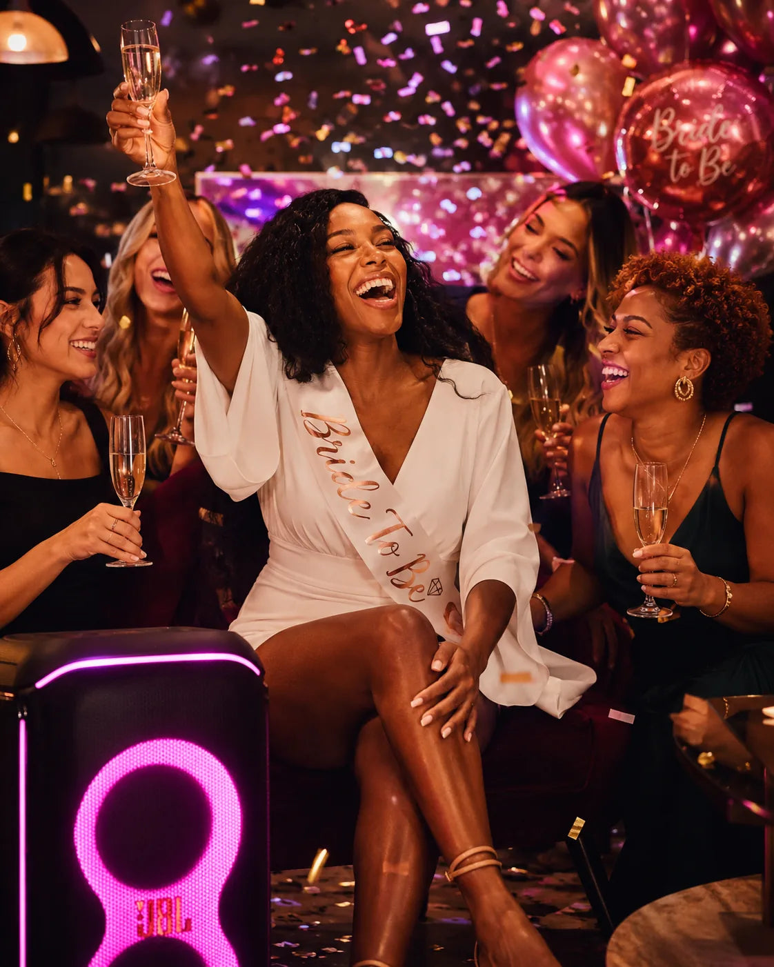 Bachelorette party toasting to her anthem
