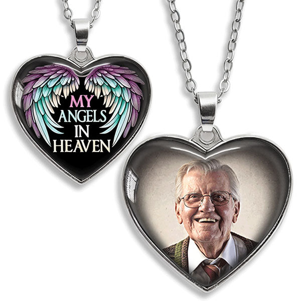 My Angel in Heaven - Personalized Two-Sided Photo Keychain or Necklace