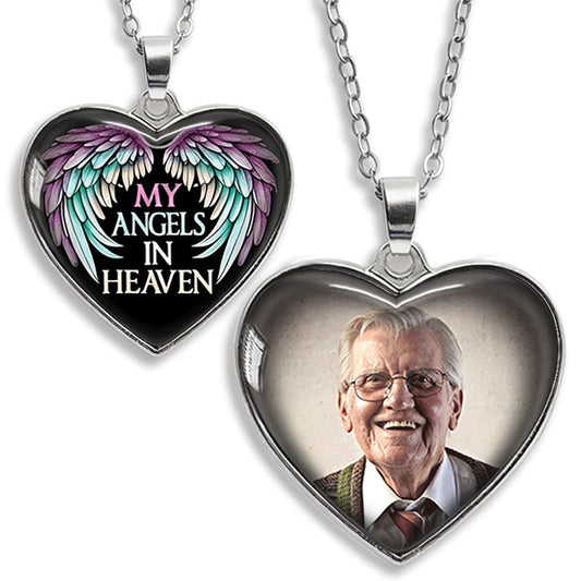 My Angel in Heaven - Personalized Two-Sided Photo Keychain or Necklace