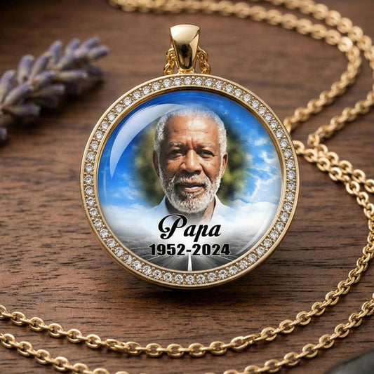 Personalized Photo Necklace With Memorial Years and Quotes