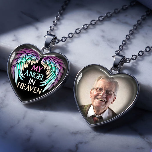 My Angel in Heaven - Personalized Two-Sided Photo Keychain or Necklace