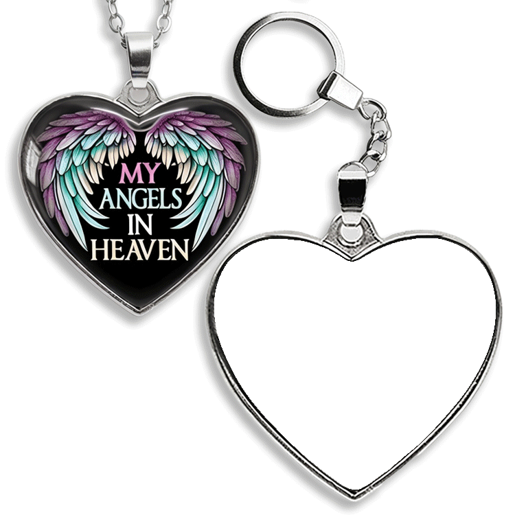 My Angel in Heaven - Personalized Two-Sided Photo Keychain or Necklace