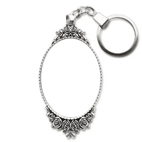 Vintage Silver Oval Keychain A